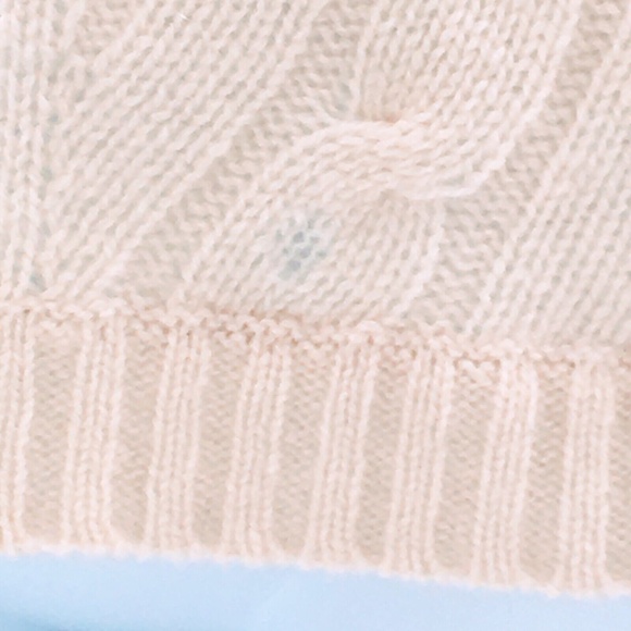 Womens Cashmere Cable Knit Sweater Madison Studios Ivory V Neck Pullover Sz S - Picture 9 of 9